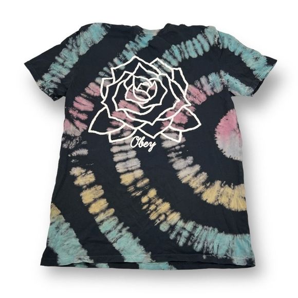 Obey Tie Dye Rose Logo T Shirt Size Smalll - Picture 5 of 6
